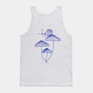 Blue Snail Sitting on Mushrooms Tank Top